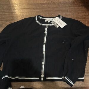 Chic Black Blazer with White Accents